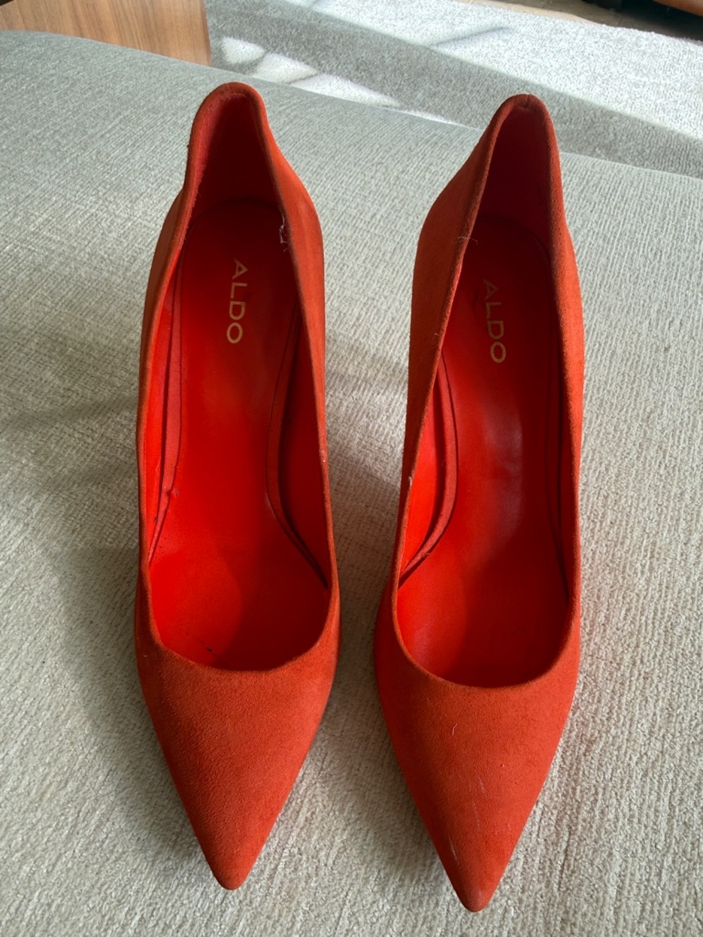 ALDO Women's Pointed-Toe Pumps in Orange-Red Suede